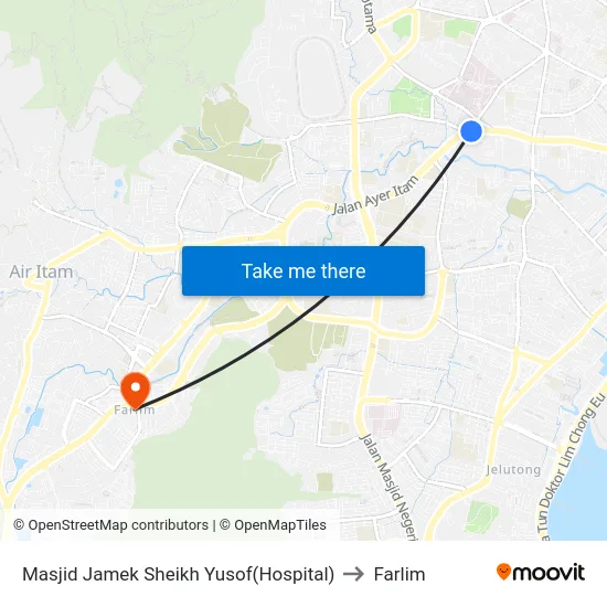 Masjid Jamek Sheikh Yusof(Hospital) to Farlim map