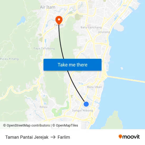 Taman Pantai Jerejak to Farlim map