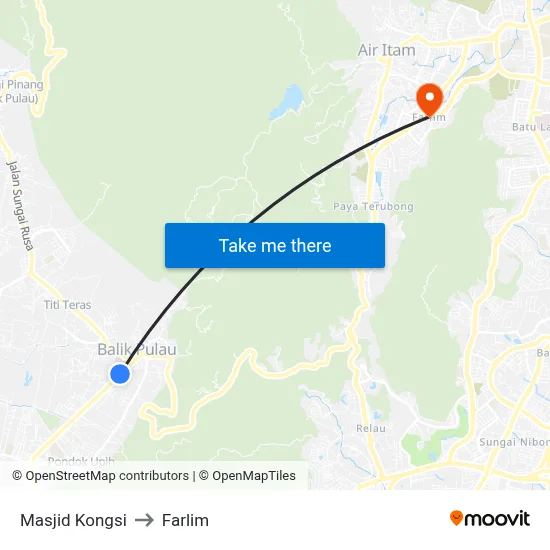 Masjid Kongsi to Farlim map