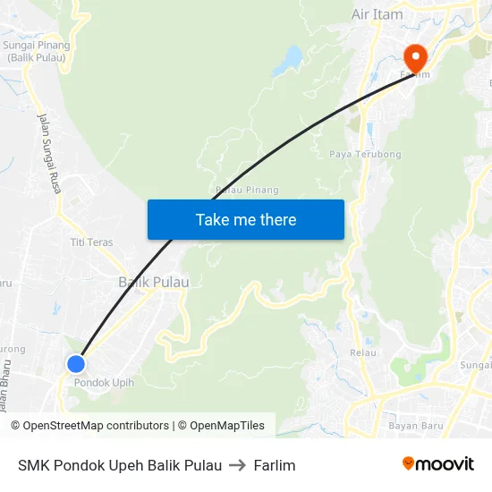 SMK Pondok Upeh Balik Pulau to Farlim map