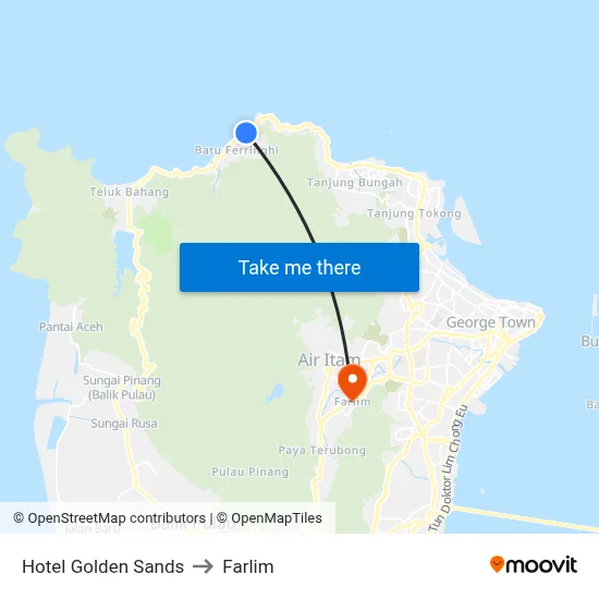 Hotel Golden Sands to Farlim map