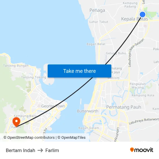 Bertam Indah to Farlim map