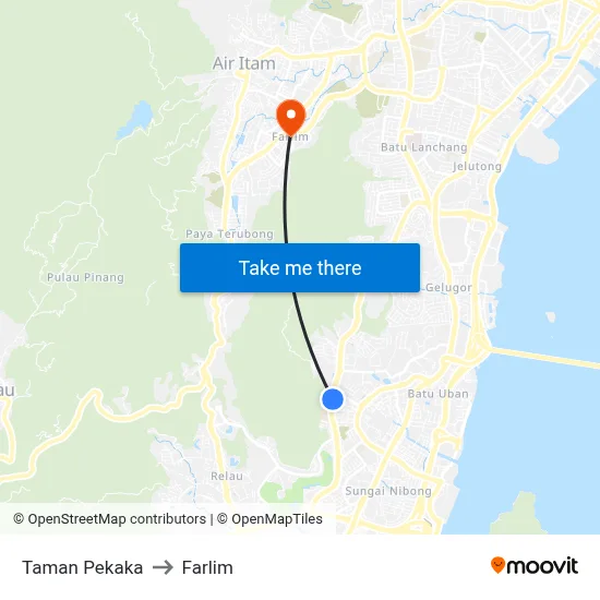 Taman Pekaka to Farlim map