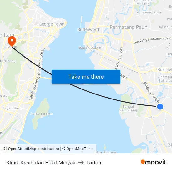 Klinik Kesihatan Bukit Minyak to Farlim map