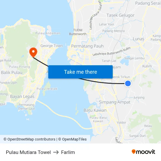 Pulau Mutiara Towel to Farlim map