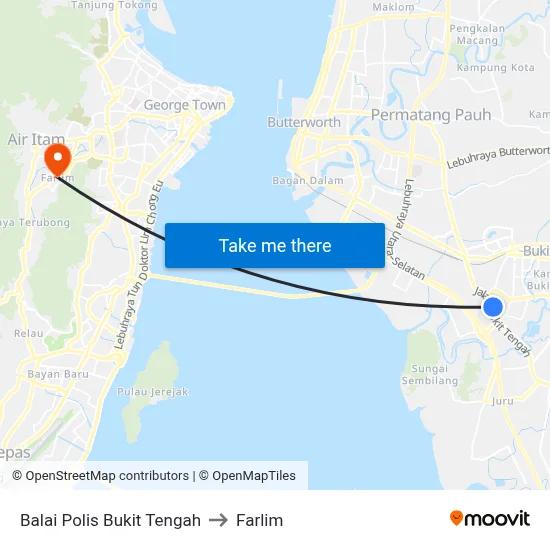 Balai Polis Bukit Tengah to Farlim map