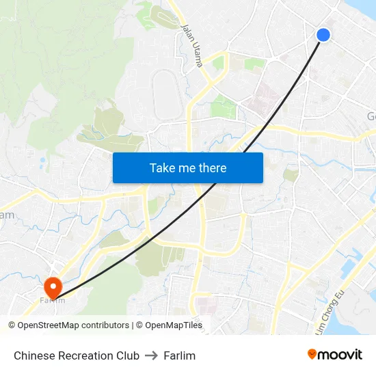 Chinese Recreation Club to Farlim map