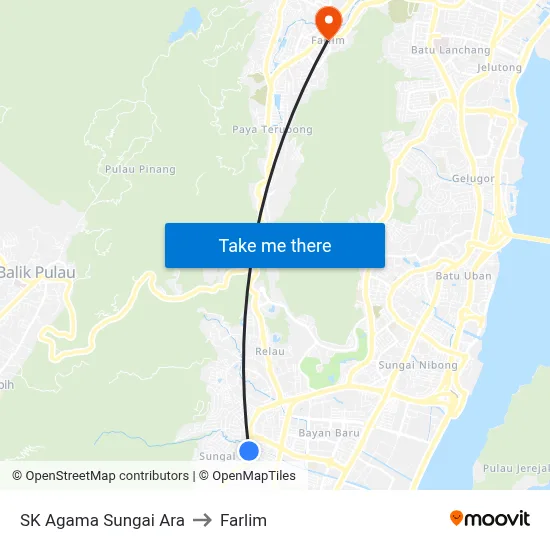 SK Agama Sungai Ara to Farlim map