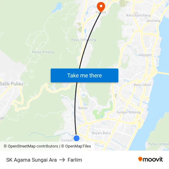 SK Agama Sungai Ara to Farlim map