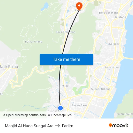 Masjid Al-Huda Sungai Ara to Farlim map