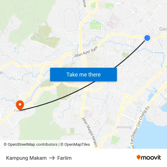 Kampung Makam to Farlim map