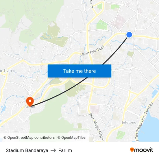 Stadium Bandaraya to Farlim map