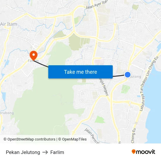 Pekan Jelutong to Farlim map