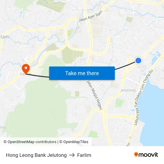 Hong Leong Bank Jelutong to Farlim map