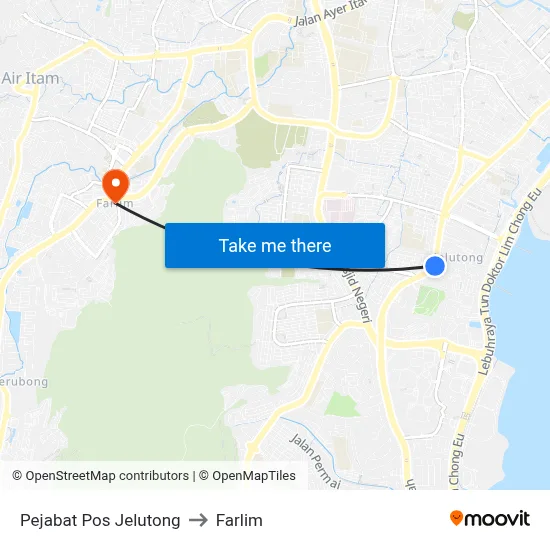 Pejabat Pos Jelutong to Farlim map