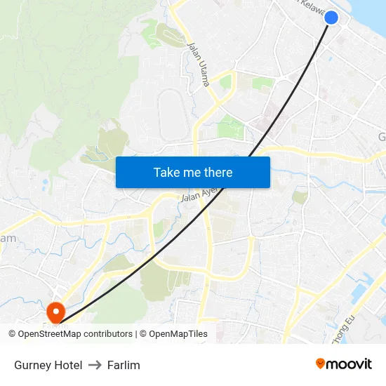 Gurney Hotel to Farlim map