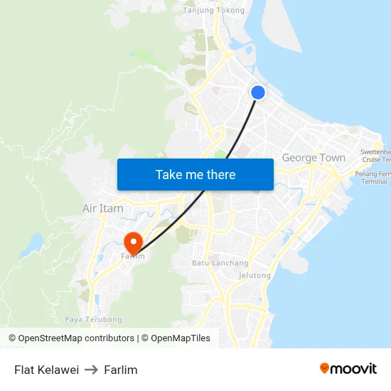 Flat Kelawei to Farlim map