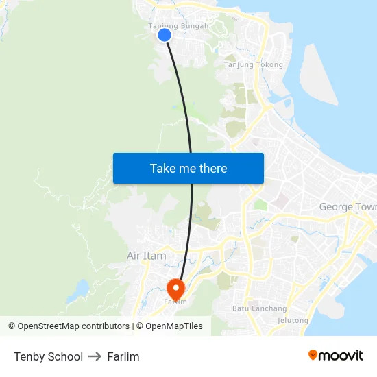 Tenby School to Farlim map