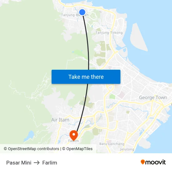 Pasar Mini to Farlim map