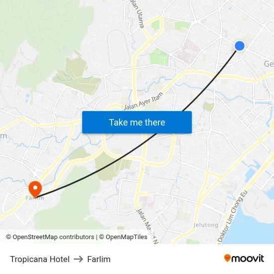 Tropicana Hotel to Farlim map