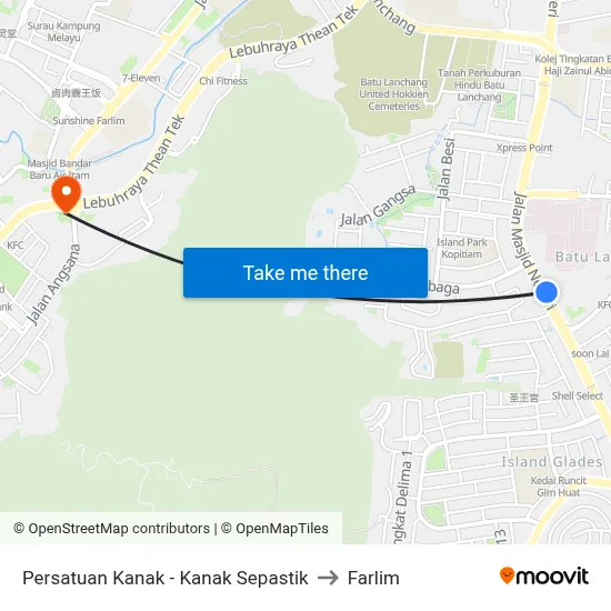 Persatuan Kanak - Kanak Sepastik to Farlim map