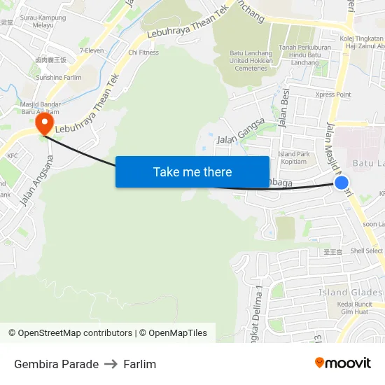 Gembira Parade to Farlim map
