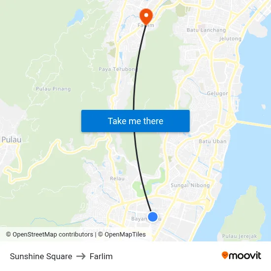 Sunshine Square to Farlim map
