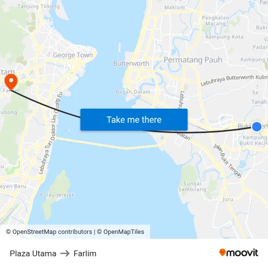 Plaza Utama to Farlim map