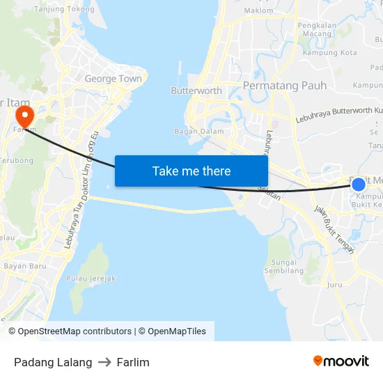 Padang Lalang to Farlim map