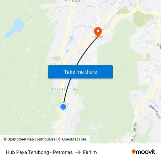 Hub Paya Terubong - Petronas to Farlim map