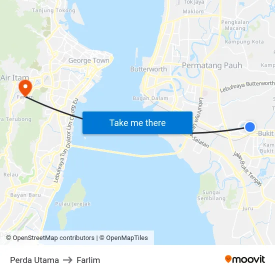 Perda Utama to Farlim map