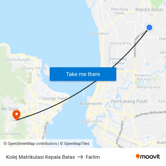 Kolej Matrikulasi Kepala Batas to Farlim map
