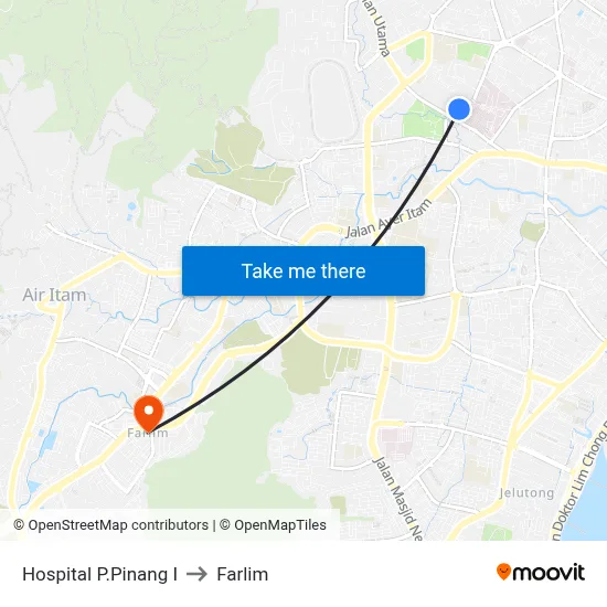Hospital P.Pinang I to Farlim map