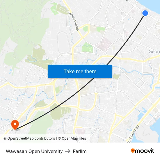 Wawasan Open University to Farlim map