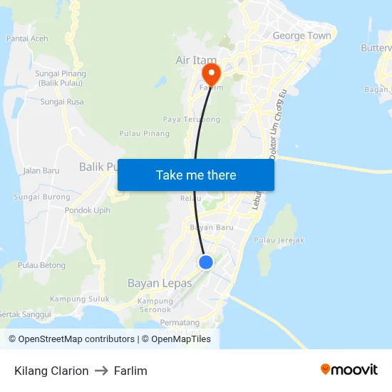 Kilang Clarion to Farlim map