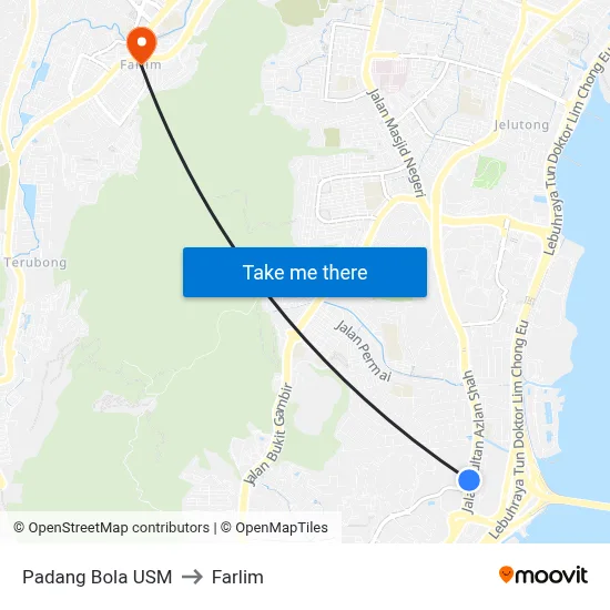 Padang Bola USM to Farlim map