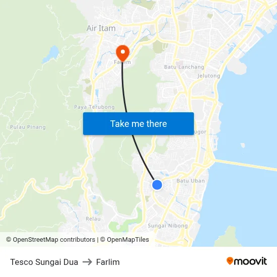 Tesco Sungai Dua to Farlim map