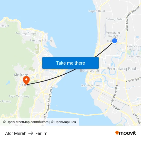 Alor Merah to Farlim map