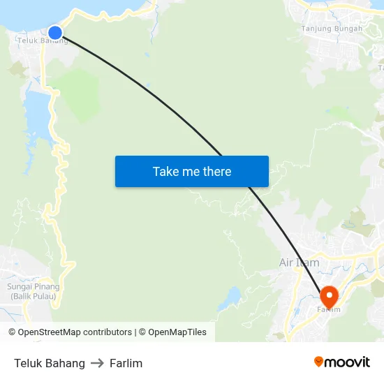 Teluk Bahang to Farlim map