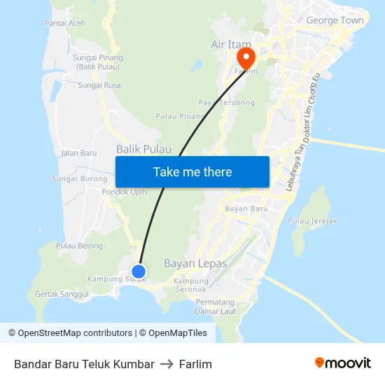 Bandar Baru Teluk Kumbar to Farlim map