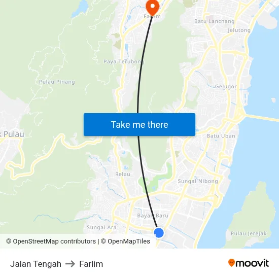 Jalan Tengah to Farlim map