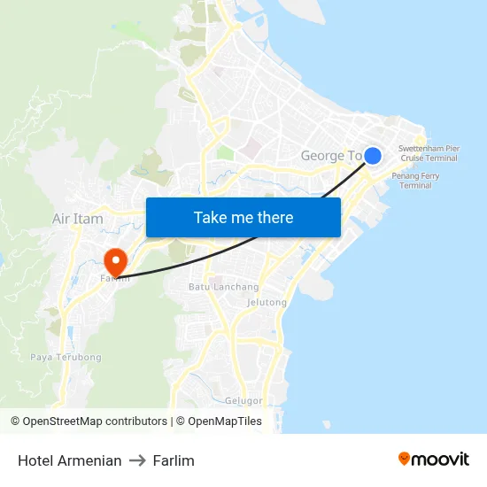 Hotel Armenian to Farlim map