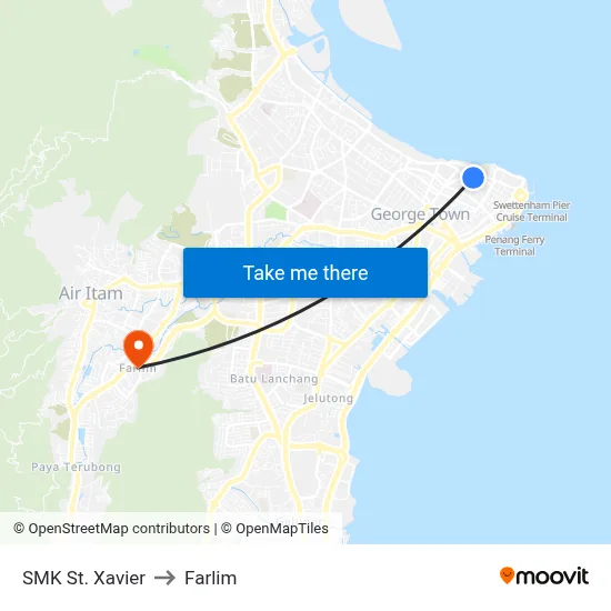 SMK St. Xavier to Farlim map