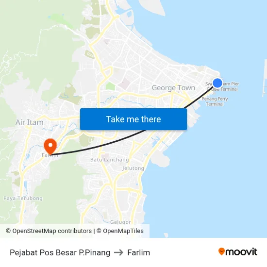 Pejabat Pos Besar P.Pinang to Farlim map