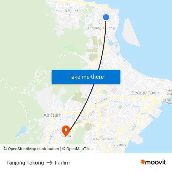 Tanjong Tokong to Farlim map