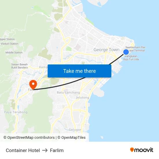 Container Hotel to Farlim map