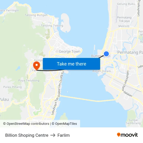 Billion Shoping Centre to Farlim map
