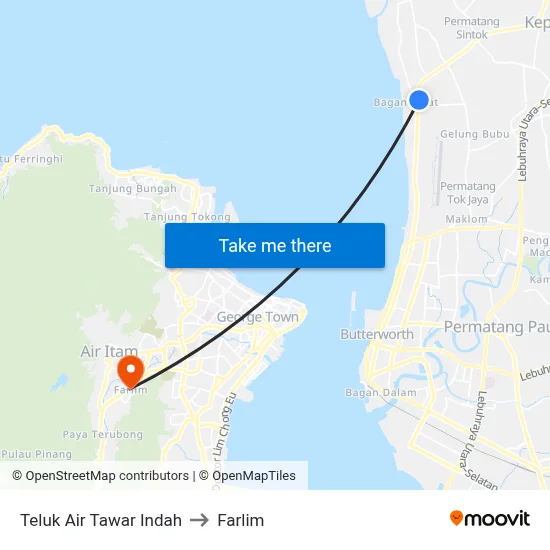 Teluk Air Tawar Indah to Farlim map