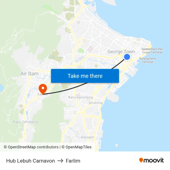 Hub Lebuh Carnavon to Farlim map
