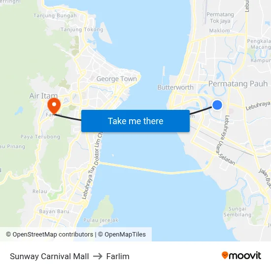 Sunway Carnival Mall to Farlim map